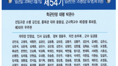 2016년3월1일 조선대 54기 임관인원 75명, 전체 4,896명 임관